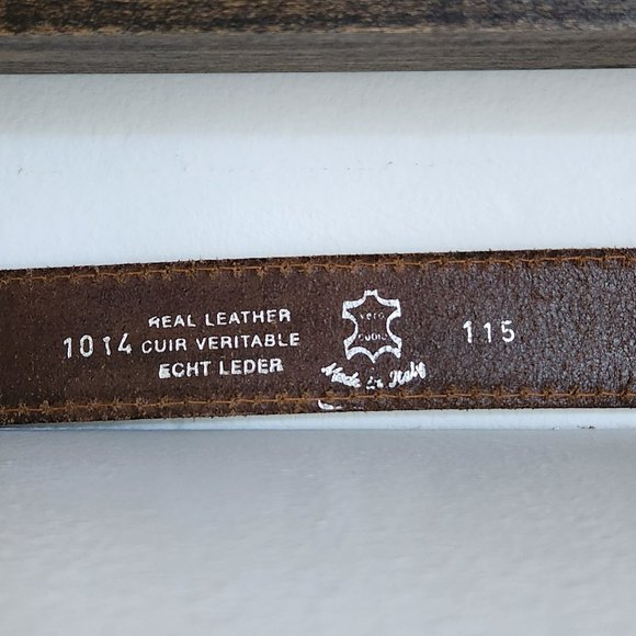 Vintage chocolate brown  textured  Genuine  Leather belt Sz S-M Italy main image 4